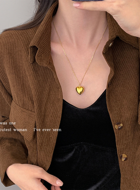 小众设计感拉丝爱心长款项链2025