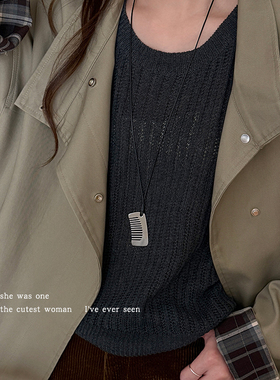 小众时髦感梳子吊坠项链新款