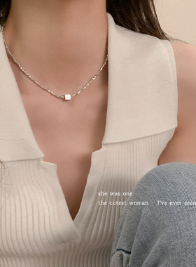 银色碎银爱心项链颈链女