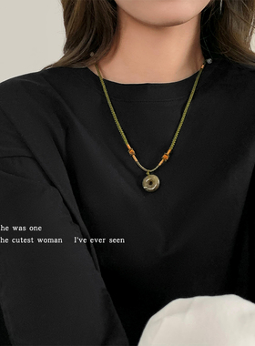 新中式复古平安扣吊坠项链