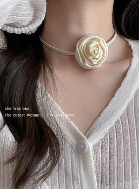 玫瑰花朵项链女款2024新款