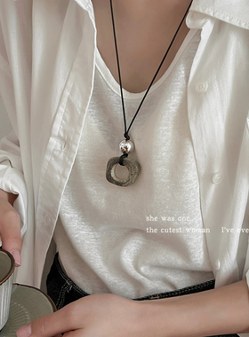 新中式天然骆驼骨几何方形项链女