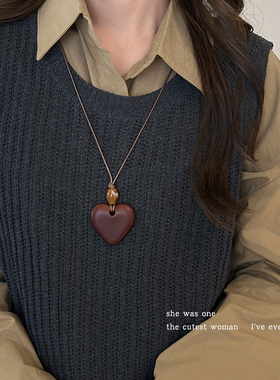 新中式几何圆形吊坠项链女毛衣链