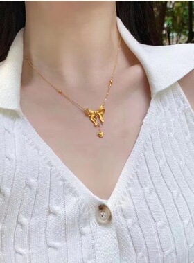 在逃公主项链女爆款轻奢高级感时尚进店同款蝴蝶结爱心流苏锁骨链