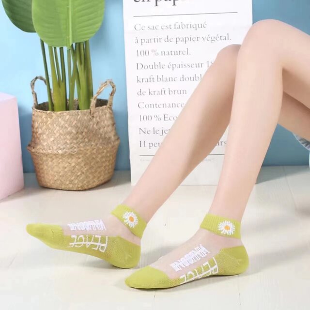 Spring and summer women's hollow daisy socks short socks invisible boat socks