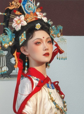 【霜翎阁】神仙图壁画衍生发全套装汉服配饰品流苏冠｛吉祥天女｝