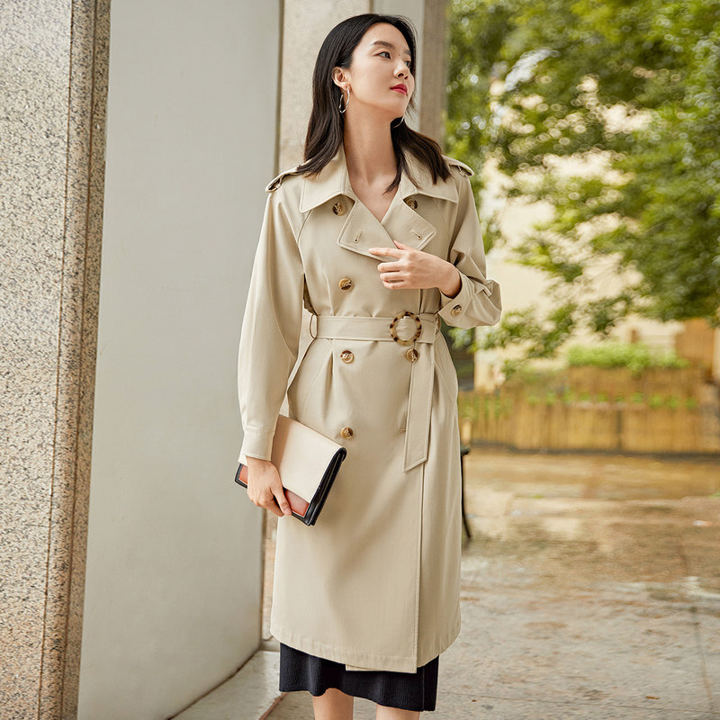 对白高端大气2020新款中长款风衣 对白风衣