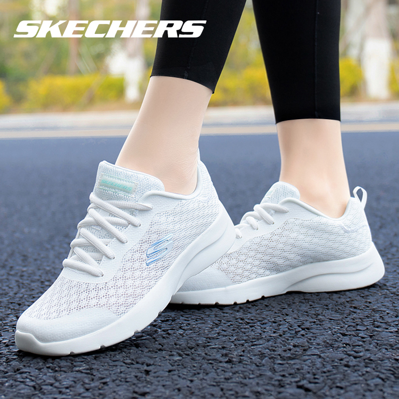 skechers斯凯奇女跑步鞋小白鞋透气网面运动鞋官方旗舰夏季休闲鞋-图0