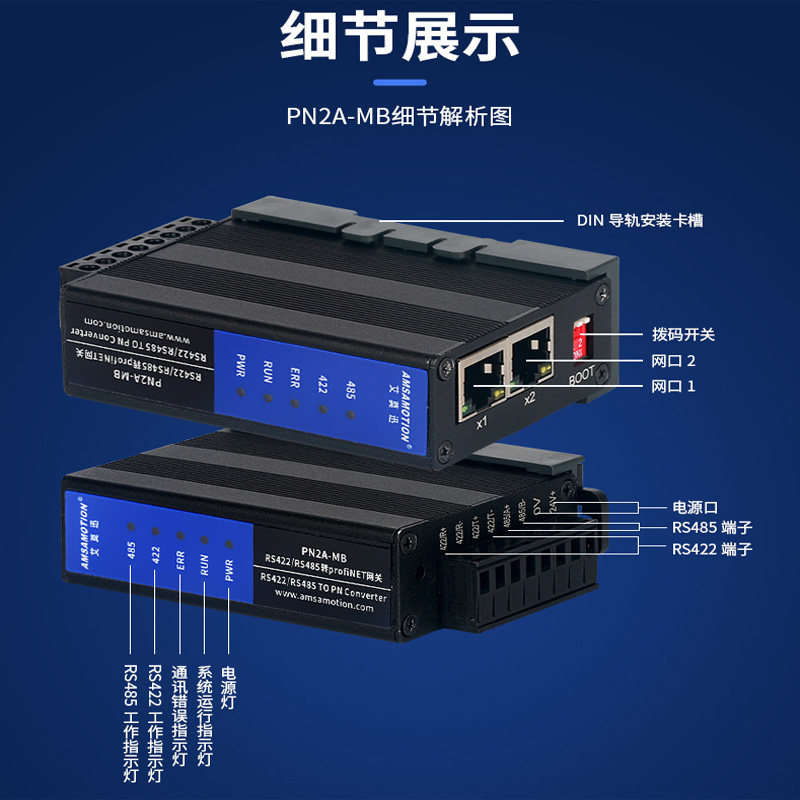艾莫迅Modbus RTU/TCP转Profinet网关4路485口转PN协议模块PN1-MB,淘宝优惠券,粉丝福利购,淘宝优惠卷