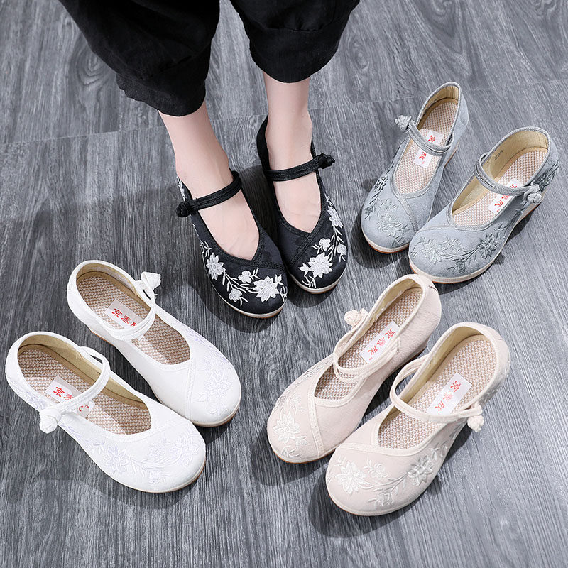 禅意鞋子牛筋底复古中国风民族风高跟女绣花鞋北京布鞋旗袍汉服鞋,淘宝优惠券,粉丝福利购,淘宝优惠卷