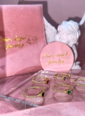 日常少女小桃心锆石钻开口戒指