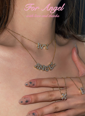 微镶锆石辣妹英语字母吊坠项链