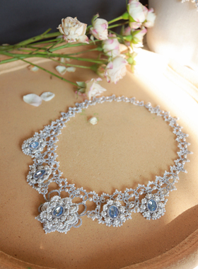 纯手工编织洛丽塔梭编项链小众设计感复古宫廷风