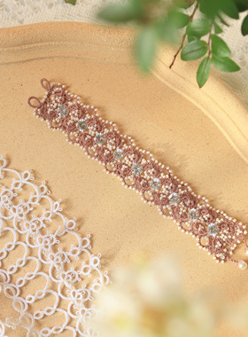 手工梭编复古欧美小众宫廷风氛围感蕾丝手链小红书同款