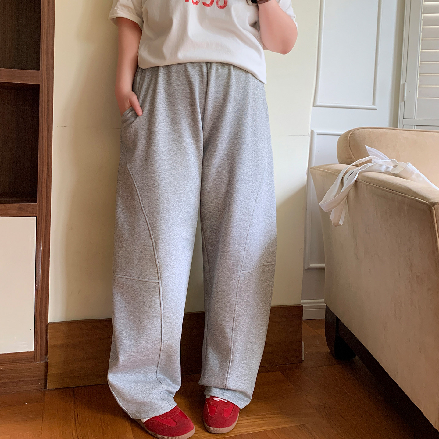 YUZI鱼子复古弯刀休闲裤子大码女装微胖mm显瘦遮肉200斤慵懒,淘宝优惠券,粉丝福利购,淘宝优惠卷