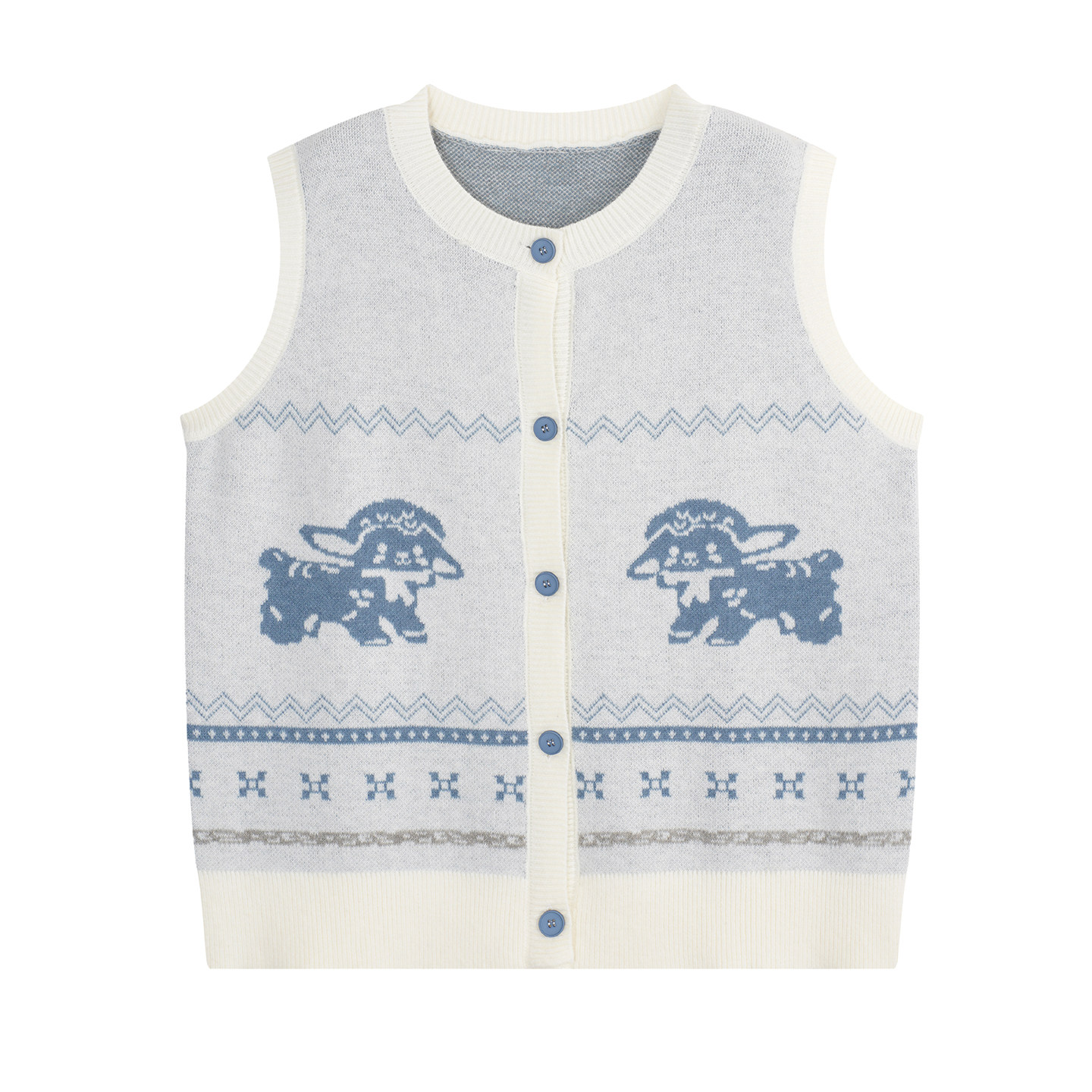 YUZI鱼子复古小羊提花针织开衫马甲女甜美宽松内搭文艺大码女装,淘宝优惠券,粉丝福利购,淘宝优惠卷