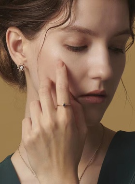 蓝宝石戒指纯银古董画框日系