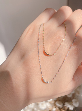 锆石纯银女月亮流星项链