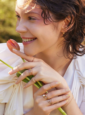 nojess女纯银日系珍珠蕾丝戒指