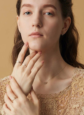 羽毛雕花戒指纯银日系女