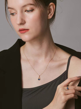 芬兰极光戒指纯银深蓝日系女