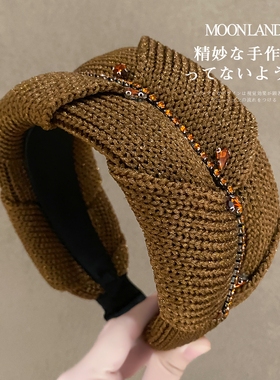 复古气质宽边加厚毛线发箍发卡女