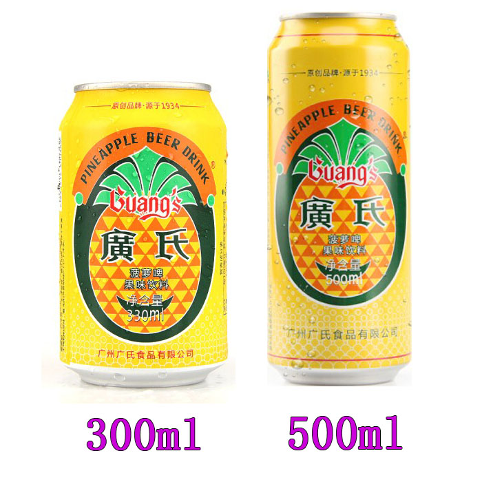 广氏菠萝啤饮料330ml*24罐2箱无酒精菠萝味水果汽水整箱广东包邮-图0