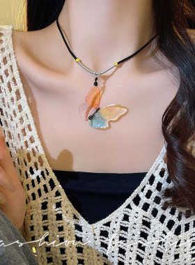 个性可抽拉调节新中式彩色项链