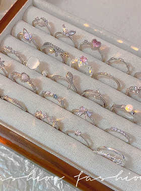 银色微镶钻网红戒子金属高级感