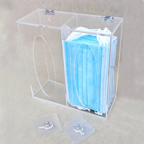 口罩收纳盒壁挂式防尘家用亚克力手套盒透明一次性手套收纳盒挂墙 - 图2