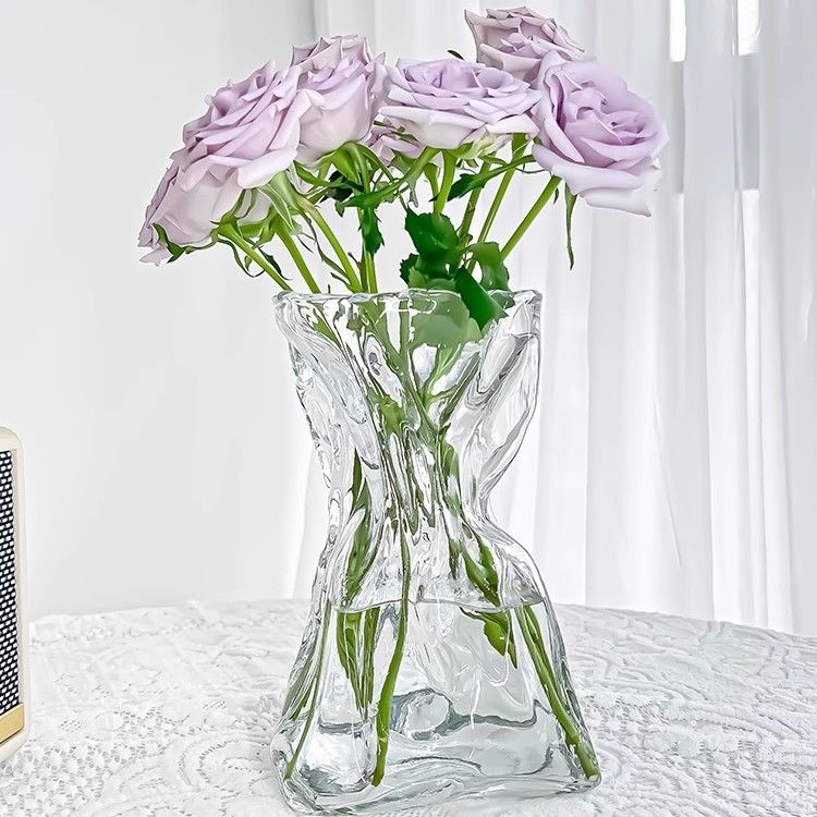 简约透明玻璃花瓶桌面插花水养干花鲜花花瓶ins风高颜值客厅摆件 - 图2