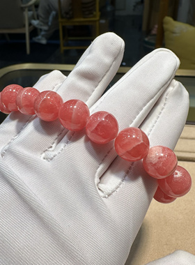 天然卡12.5mm红纹石手链女单圈招桃花运手串旺姻缘旺