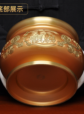 黄铜珍珠红招财圆唇炉供奉