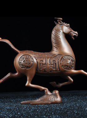 莲善堂紫铜马踏飞燕摆件家居摆设