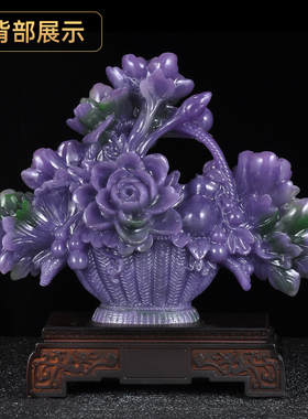 花开富贵牡丹花篮摆件乔迁送礼品