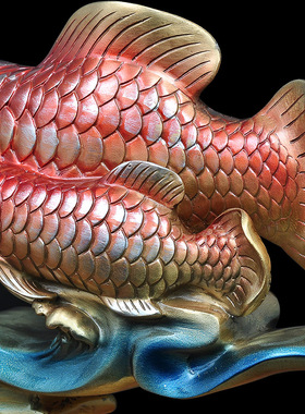 金龙鱼纯铜招财年年有余开业礼品