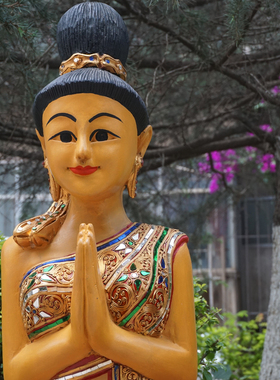 泰国迎宾大厅木雕东南亚风摆件