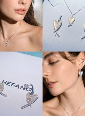 hefang纯银何方怦然心动项链耳环贝母燕子项链耳环优雅知性百搭