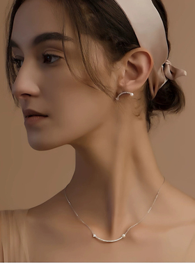 hefang925纯银何方平衡木项链耳钉高奢饰品告白礼物送女友闺蜜女