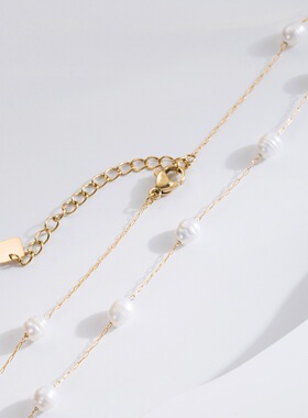 欧美小众冷淡风天然淡水珍珠手链项链18k金不锈钢项链级感