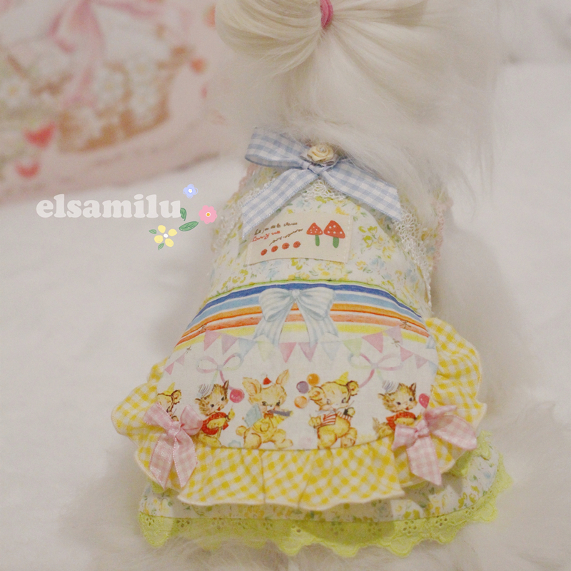 elsamilu原创宠物定制衣服小型犬裙子狗狗猫咪夏季衣服手工薄款 - 图0