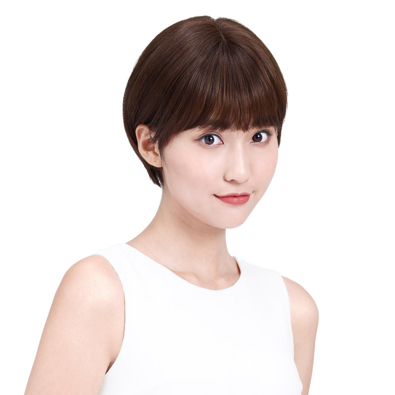 瑞贝卡假发女短直发齐刘海全真人发手织逼真自然明星同款时尚头套