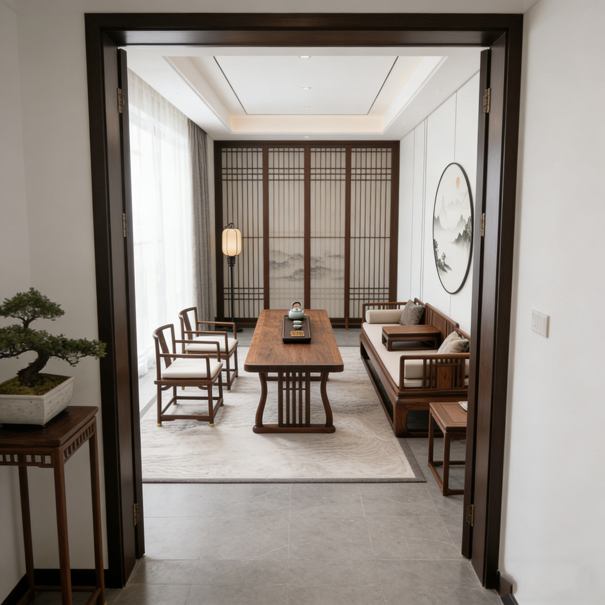 新中式黑胡桃木茶桌2026新款宋式美学罗汉床禅意办公室泡茶桌家具,淘宝优惠券,粉丝福利购,淘宝优惠卷