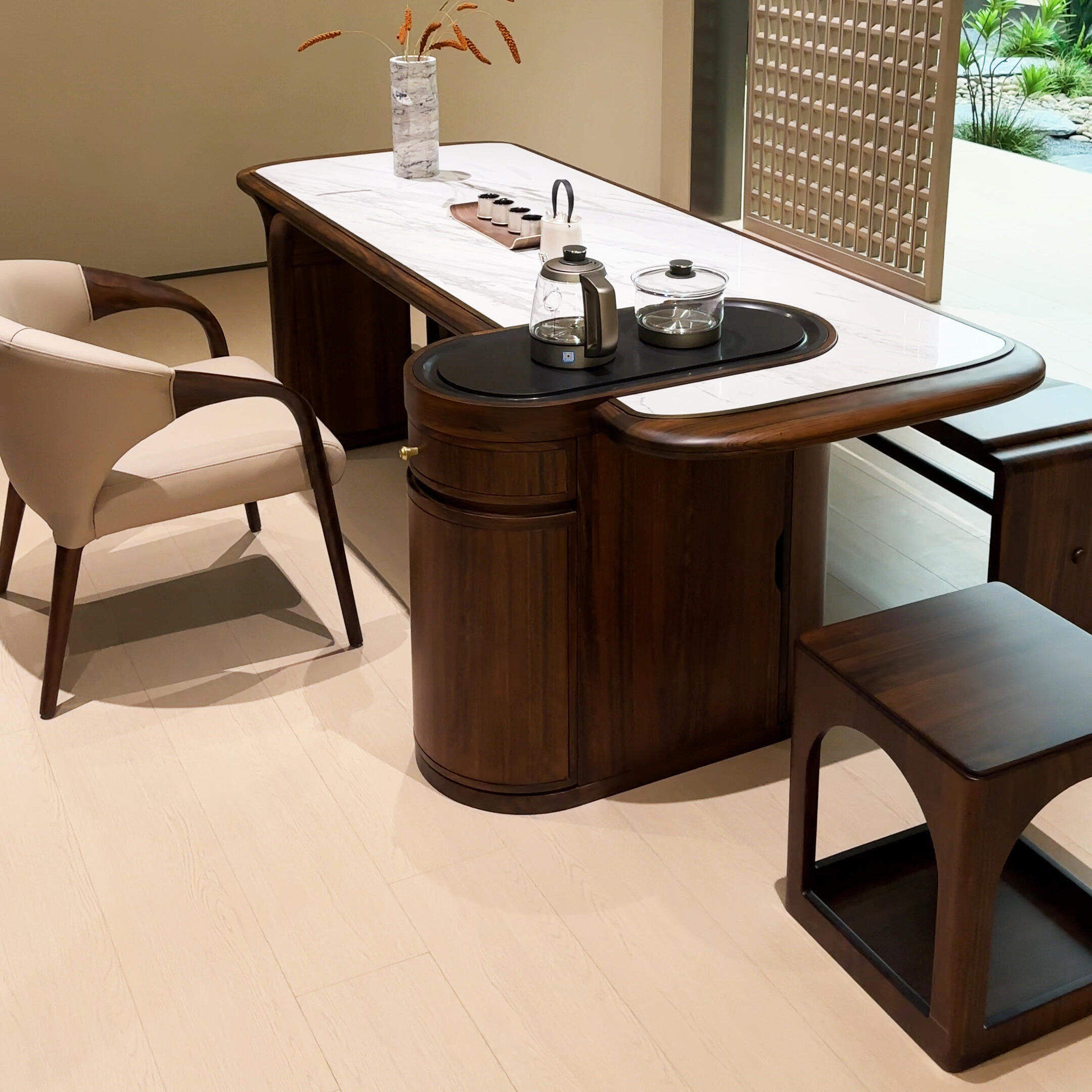 新中式实木茶桌高端北美黑胡桃木岩板茶台2026新款现代轻奢泡茶桌,淘宝优惠券,粉丝福利购,淘宝优惠卷