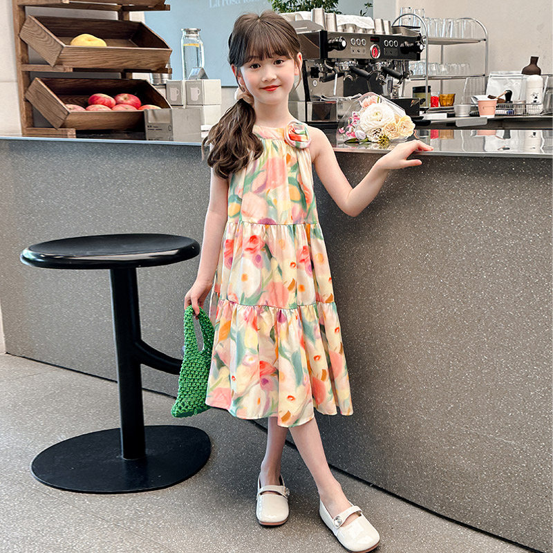 女童连衣裙夏装韩版背心儿童洋气夏季小女孩碎花中长款吊带沙滩裙,淘宝优惠券,粉丝福利购,淘宝优惠卷