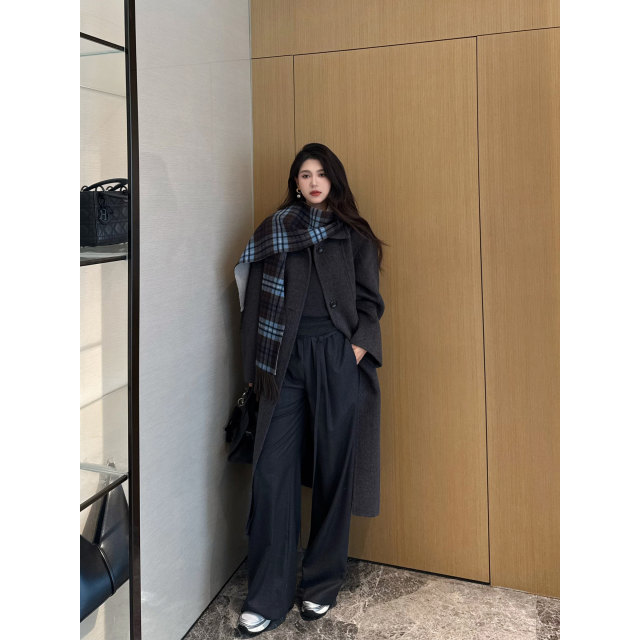 NancyCavally专柜款美丽诺澳毛/骆驼绒 松弛静奢感廓形双面呢大衣