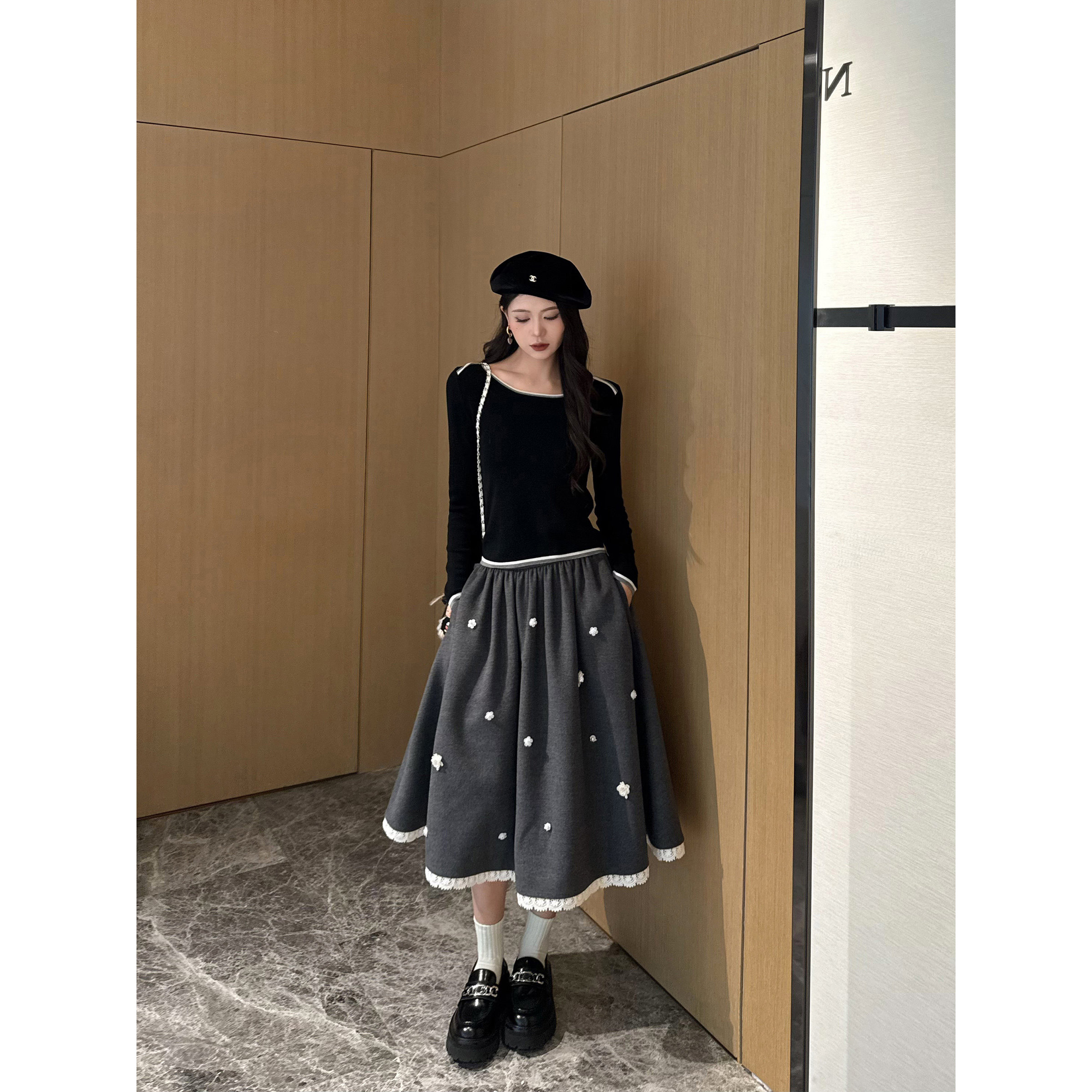 NancyCavally专柜款高密100S羊毛 手工订珠花毛呢外套/半裙套装,淘宝优惠券,粉丝福利购,淘宝优惠卷