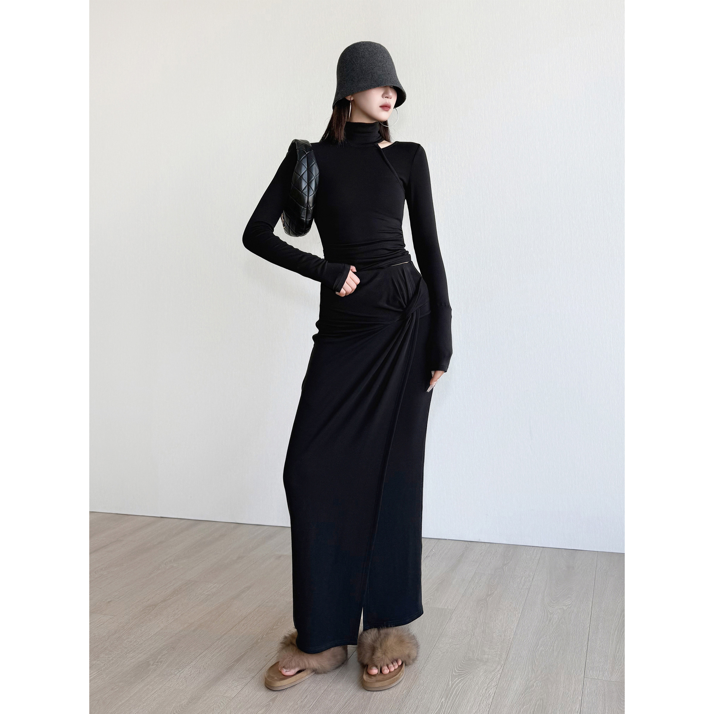 NancyCavally专柜款甄选天丝羊毛 高领镂空针织衫/不规则半裙套装,淘宝优惠券,粉丝福利购,淘宝优惠卷