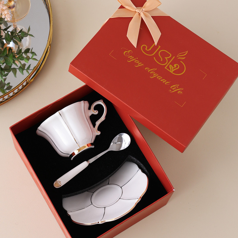 Bone porcelain high-end coffee cup and saucer exquisite jusunde