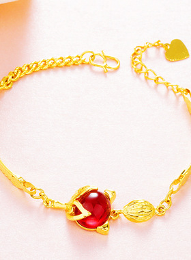 红色宝石越南沙金配饰手链